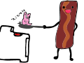 Slythe 's bacon frying a pig