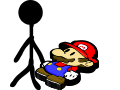 mario kicking the stick man
