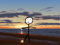 Dancing man on beach